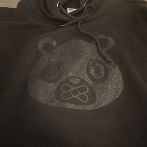 Black Hoodie with Glitter Panda Design